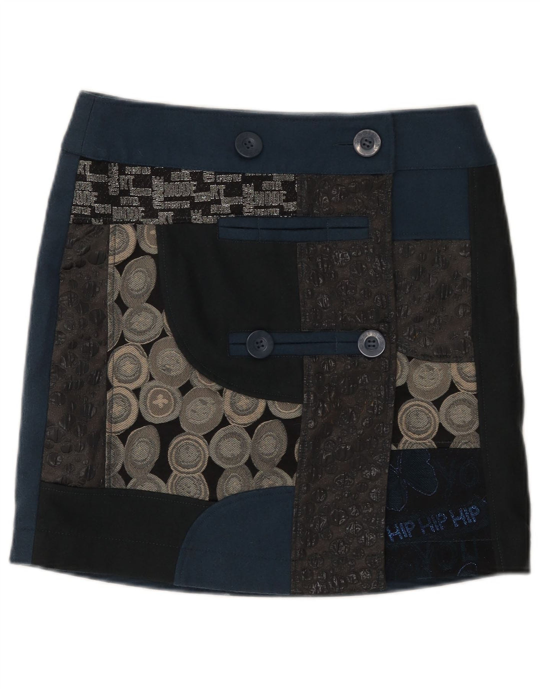 Desigual Dame A-Line nederdel EU 38 Medium W32 Marineblå Geometrisk