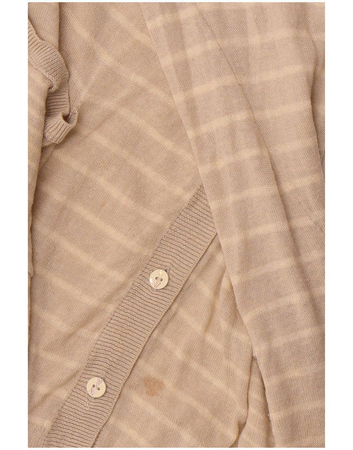 WHITE STUFF Dame cardigan sweater UK 14 Stor beige stribet hør