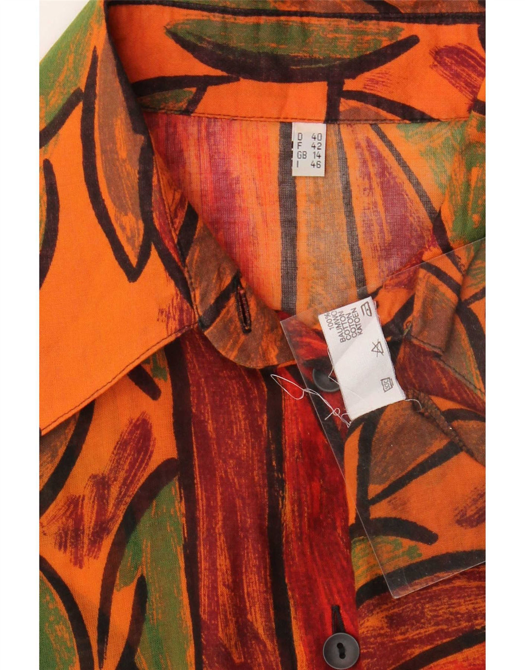 Vintage kvinders abstrakt mønster skjorte UK 14 Large Multicoloured