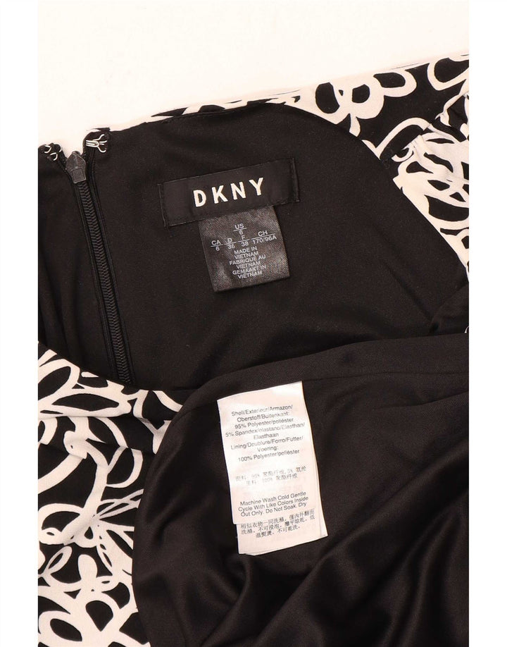 Dkny Womens Abstrakt mønster Ærmeløs Skede Kjole US 6 Medium Sort