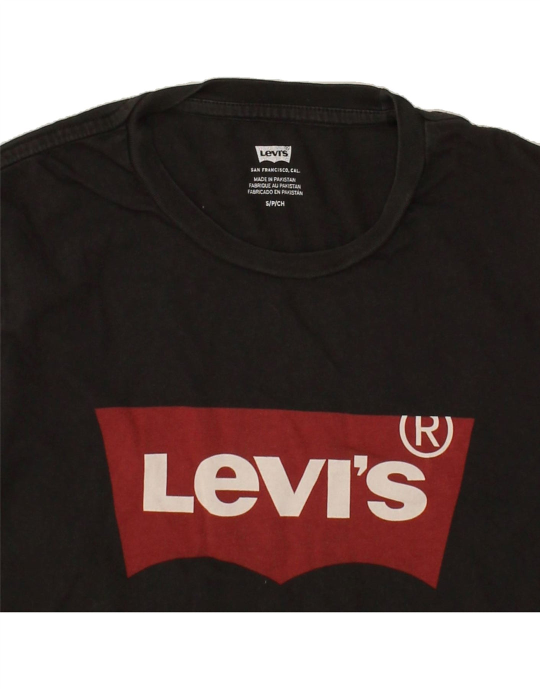 LEVI'S Mens Graphic T-Shirt Top Small Black Cotton Vintage Levi's and Second-Hand Levi's from Messina Hembry 