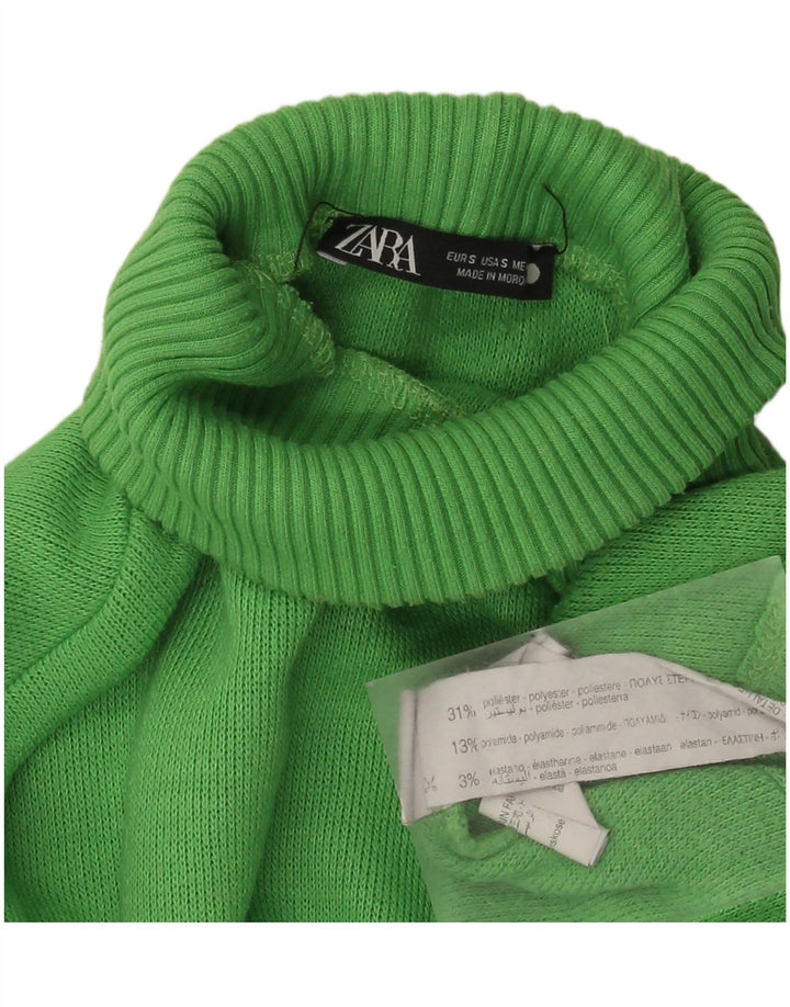Zara Langærmet Oversized Crop Top UK 10 Lille grøn polyester