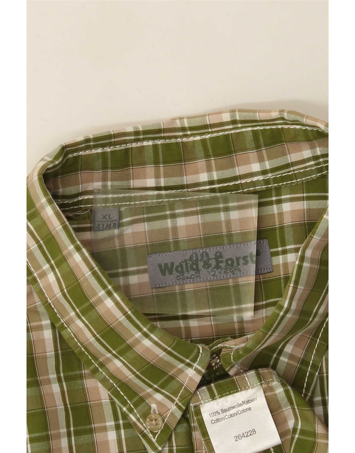 Wald & Forst Herre flannelskjorte str. 43/44 XL Khaki ternet bomuld