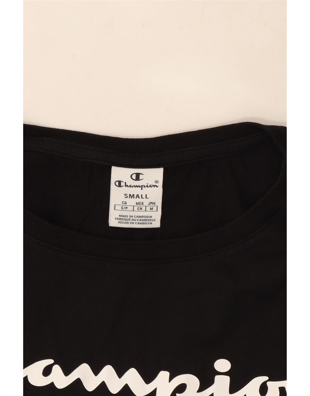 CHAMPION Dame Oversized Crop Grafisk T-Shirt Top UK 10 Lille Sort