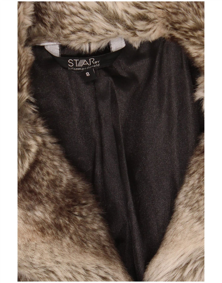 STAR BY JULIEN MACDONALD Womens Jacket UK 8 Small Beige Animal Print