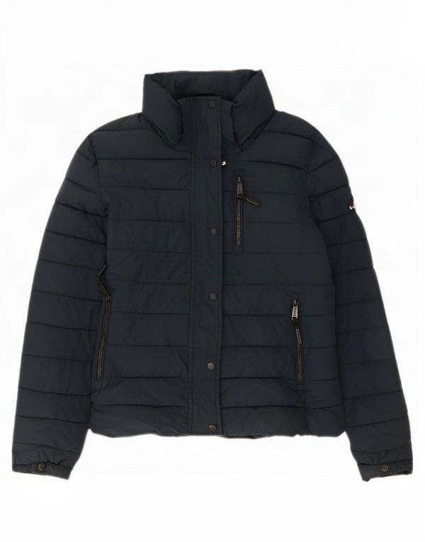Superdry polstret jakke til kvinder UK 10 Lille marineblå polyester