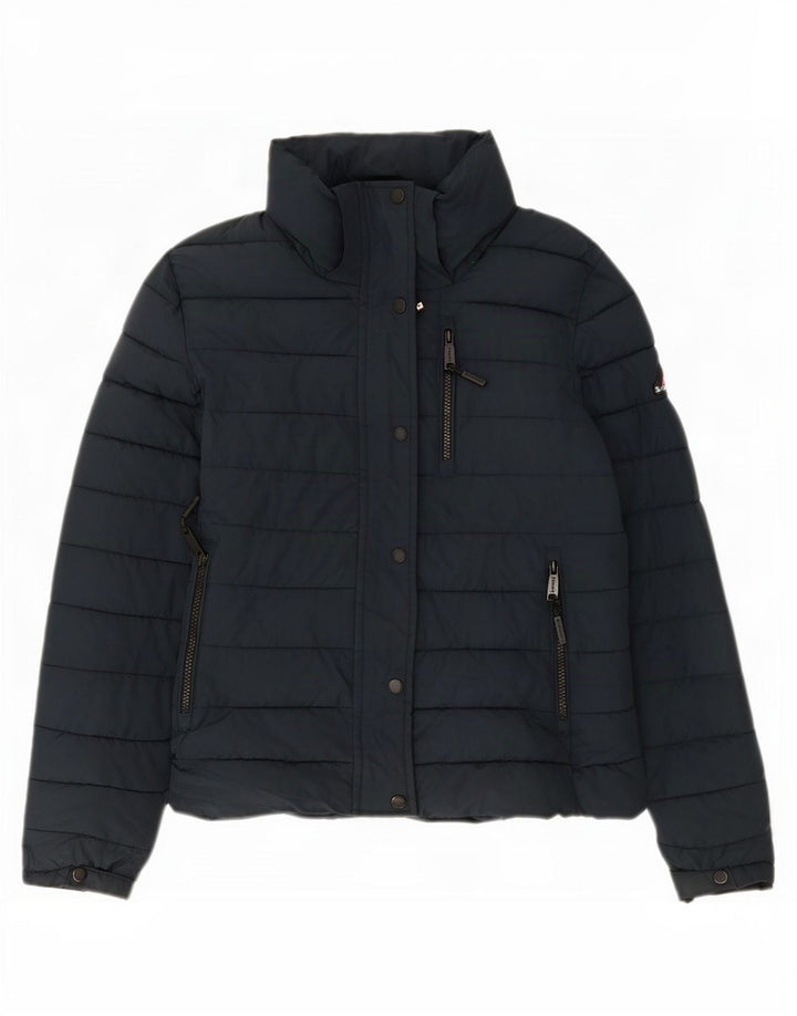 Superdry polstret jakke til kvinder UK 10 Lille marineblå polyester