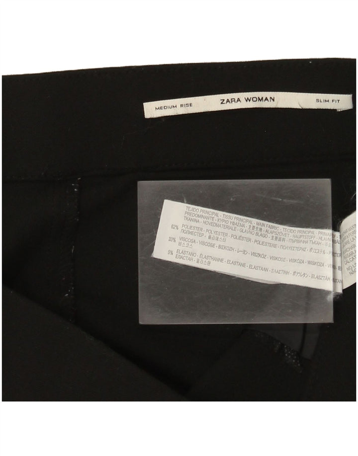 Zara Dame Mid Rise Slim Casual Bukser Medium W28 L28 Sort Polyester