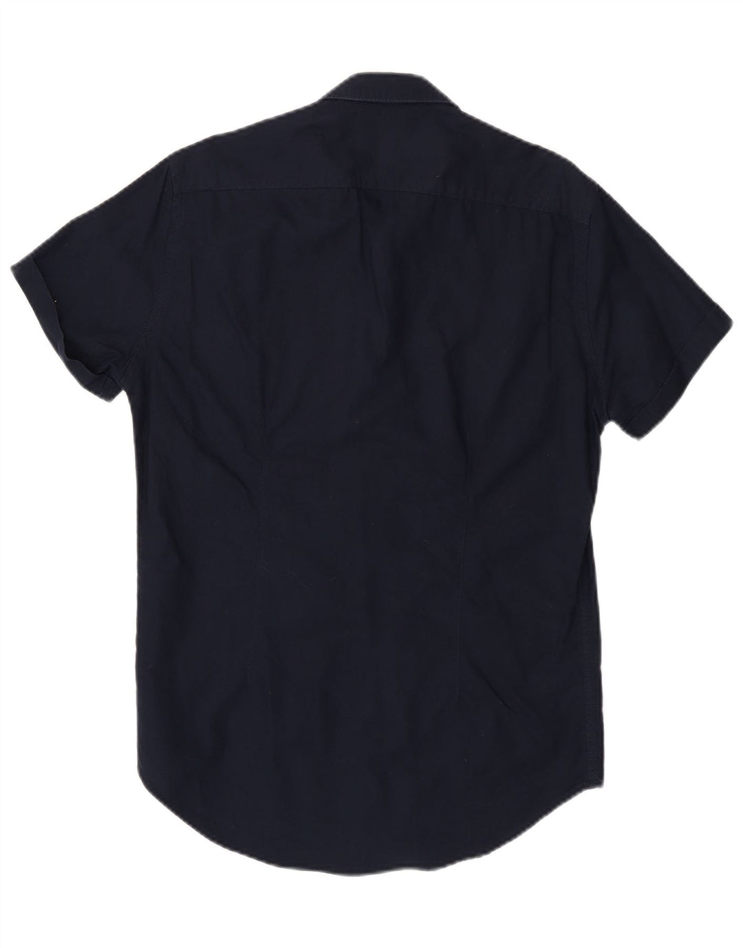 ZARA Mens Slim Fit Short Sleeve Shirt Medium Navy Blue Cotton