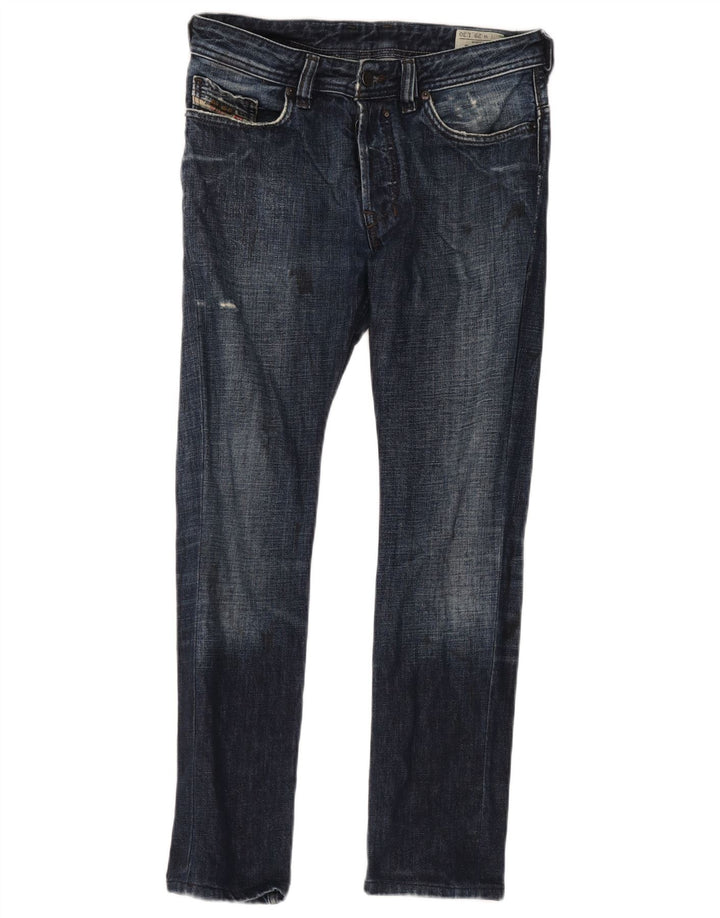 Diesel Herre Safado Distressed Slim Jeans W29 L30 Blå Bomuld
