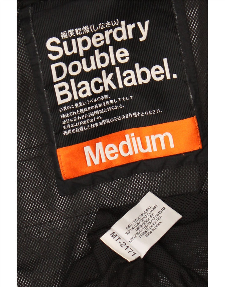SUPERDRY Grafisk regnjakke til kvinder UK 14 Medium Sort Nylon