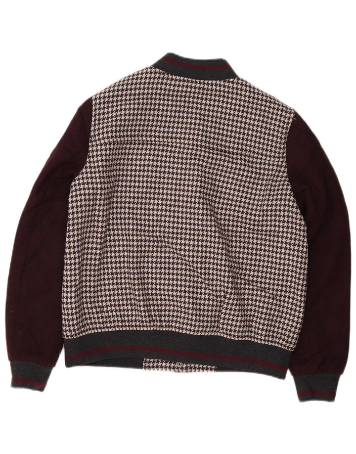 Zara Dame Oversized Varsity Jacket UK 10 Small Brown Houndstooth