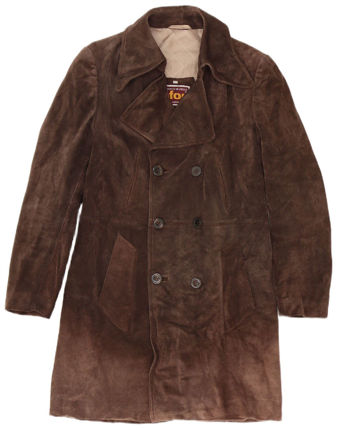 Anfor Herre Ruskind Double Breasted Coat IT 48 Medium Brun Læder