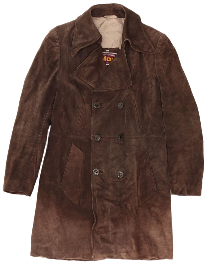Anfor Herre Ruskind Double Breasted Coat IT 48 Medium Brun Læder