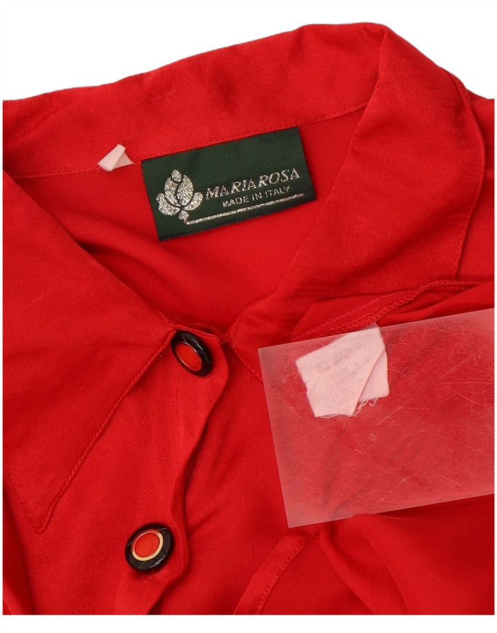 VINTAGE Womens Shirt Blouse UK 18 XL Red Acetate