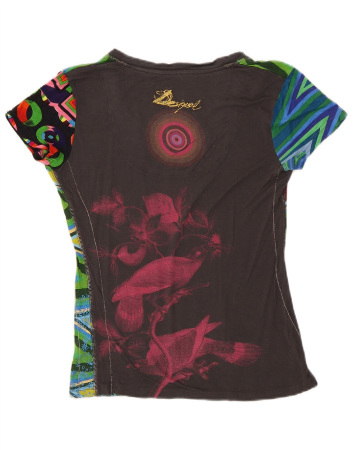 Desigual grafisk T-shirt top til kvinder UK 12 medium flerfarvet sommerfugl