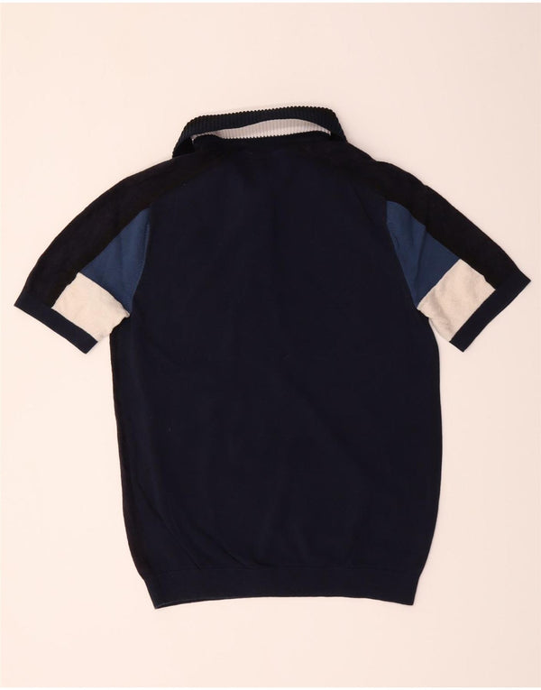 Reiss Herre Polo Neck Jumper Sweater Small Navy Blue Colourblock