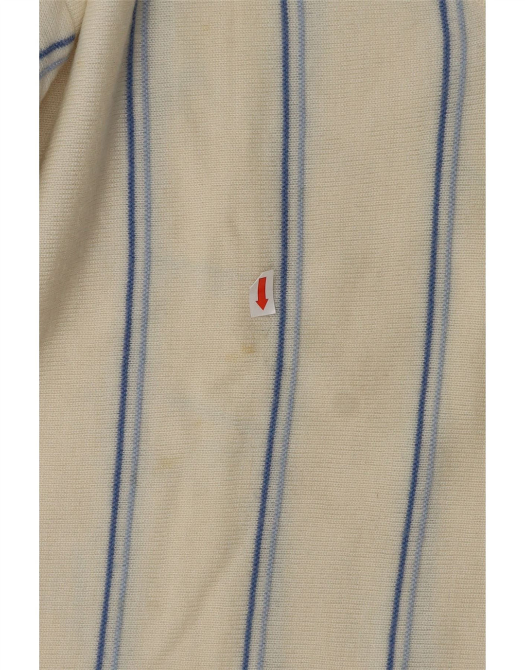 VINTAGE Herre V-hals sweater Medium Off White stribet