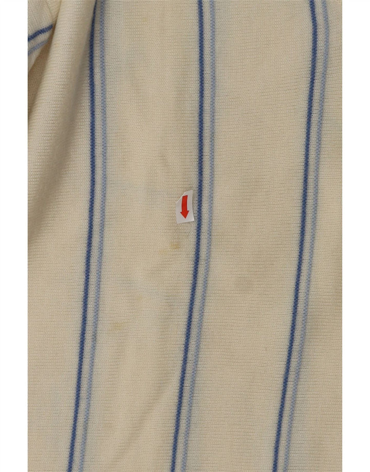 VINTAGE Herre V-hals sweater Medium Off White stribet
