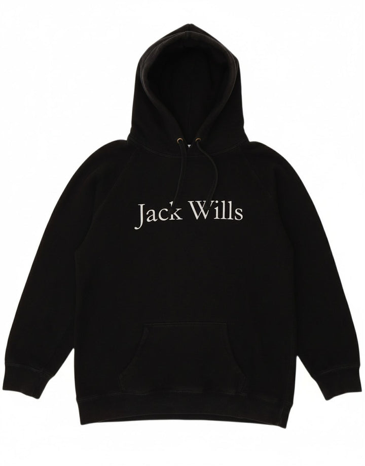 JACK WILLS Womens Oversized Graphic Hoodie Jumper UK 12 Medium Black