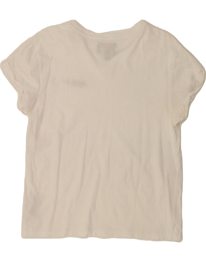 BARBOUR Womens T-Shirt Top UK 12 Medium White Cotton Vintage Barbour and Second-Hand Barbour from Messina Hembry 