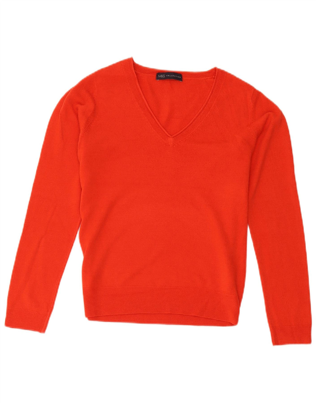 Marks & Spencer Dame V-hals sweater UK 8 Small Orange Akryl
