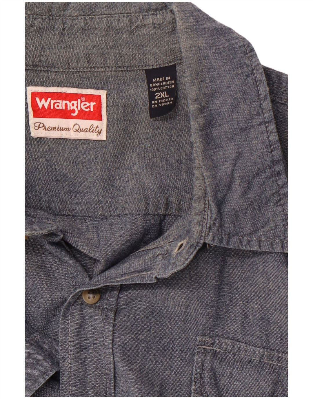 WRANGLER Kortærmet Herreskjorte 2XL Blå Bomuld