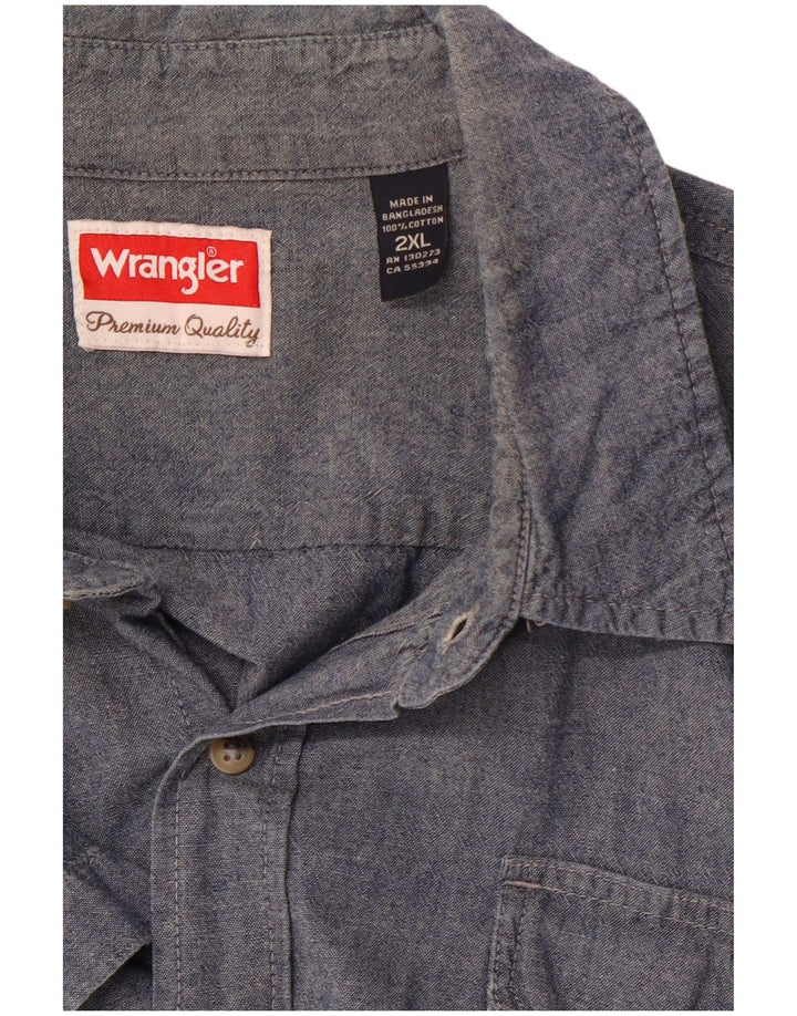 WRANGLER Kortærmet Herreskjorte 2XL Blå Bomuld