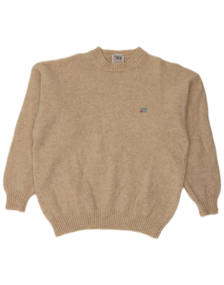 Tænk Pink Herre Crew Neck trøje Sweater Large Beige Flecked