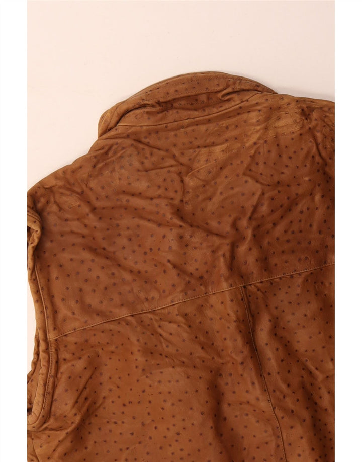 VINTAGE Herre Læder Gilet IT 56 3XL Brun Plettet