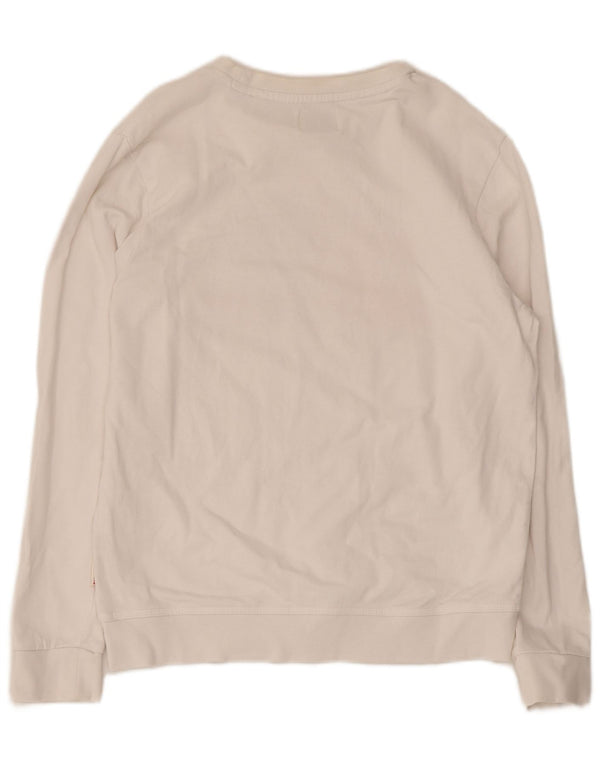 Americanino Dame Grafisk Sweatshirt Jumper UK 12 Medium Hvid Bomuld