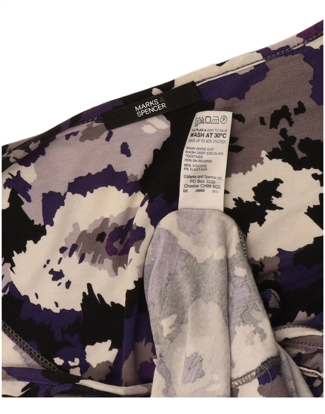 Marks & Spencer 3/4 ærmet basiskjole til kvinder DK 16 Stor lilla camouflage