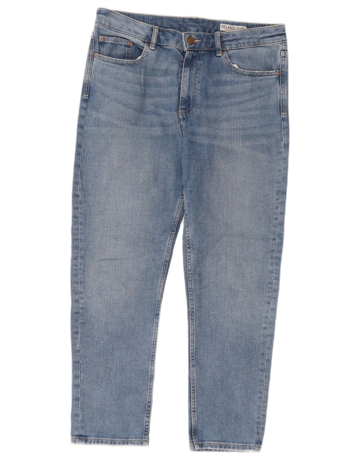 Marks & Spencer Dame Relaxed Fit Slim Jeans UK 12 Medium W32 L26 Blå