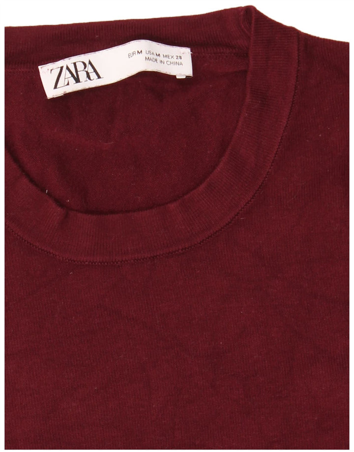 Zara Dame Jumper Sweater UK 12 Medium Burgundy