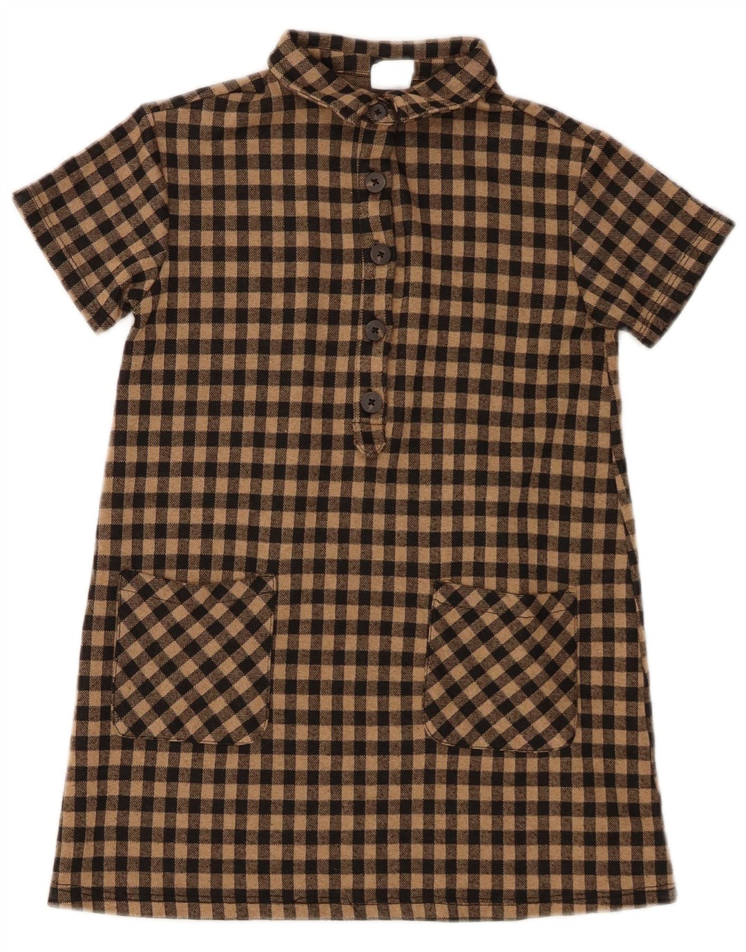 Zara Piger Kortærmet Pullover Skjortekjole 7-8 år Brun Gingham