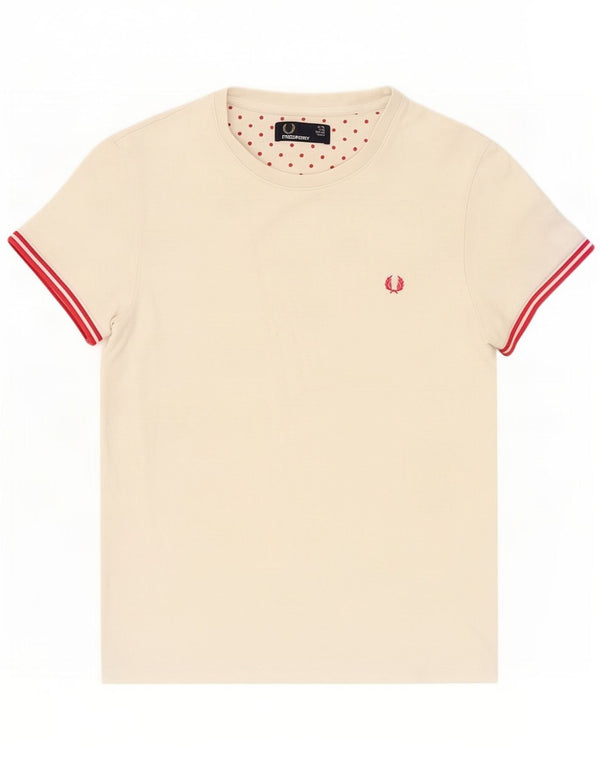 Fred Perry Womens T-Shirt Top UK 10 Small White Cotton