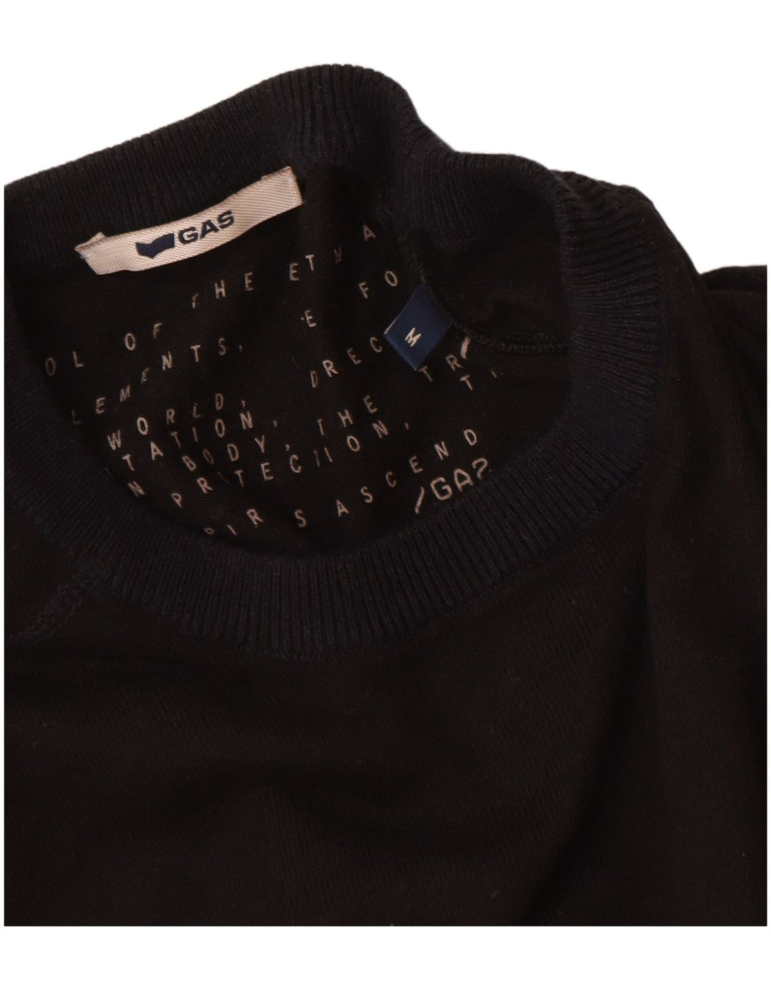 Gas Herre Crew Neck Jumper Sweater Medium Sort Bomuld