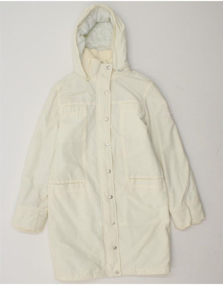 KANGAROOS Womens Hooded Windbreaker Coat UK 8 Small White Cotton Vintage Kangaroos and Second-Hand Kangaroos from Messina Hembry 