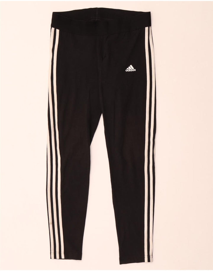 ADIDAS Dame Leggings UK 12/14 Medium Sort Bomuld