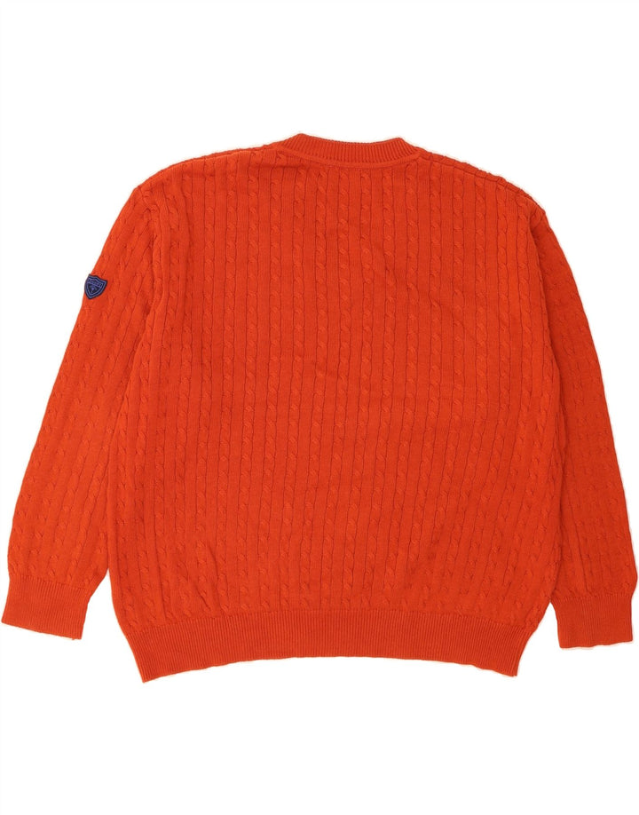 JOOP Mens Oversized V-Neck Jumper Sweater IT 52 Large Orange Cotton Vintage Joop and Second-Hand Joop from Messina Hembry 