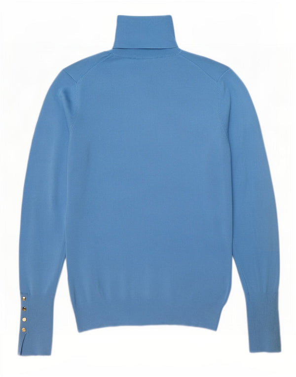 Zara Dame Rullehals Sweater UK 12 Medium Blue Viscose