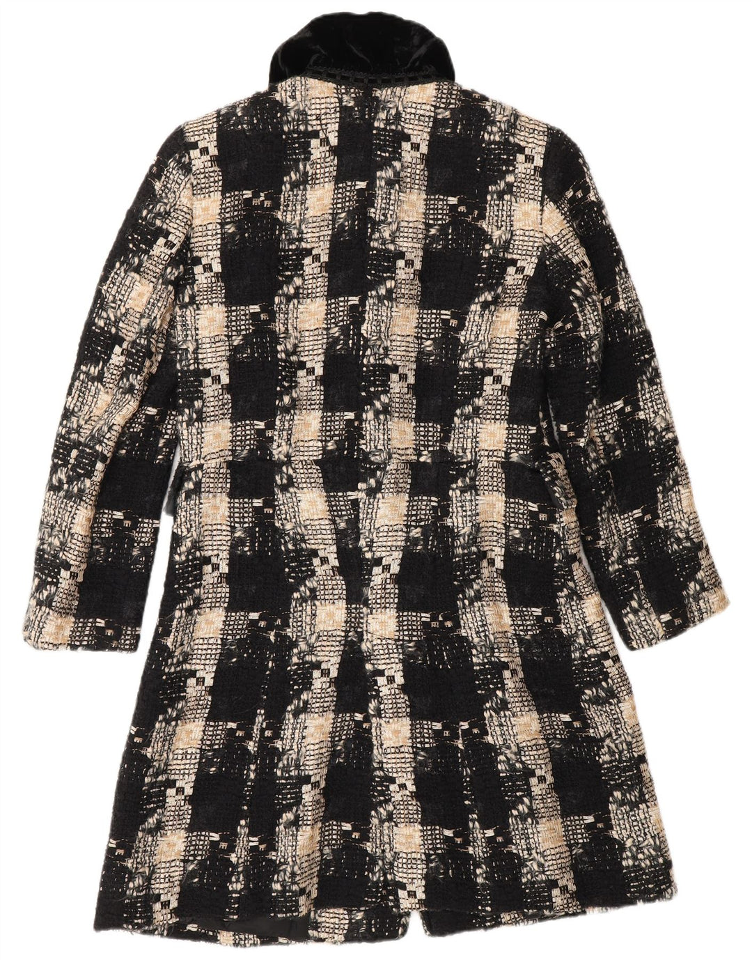 Zara Dame Overfrakke UK 12 Medium Sort Ternet Uld