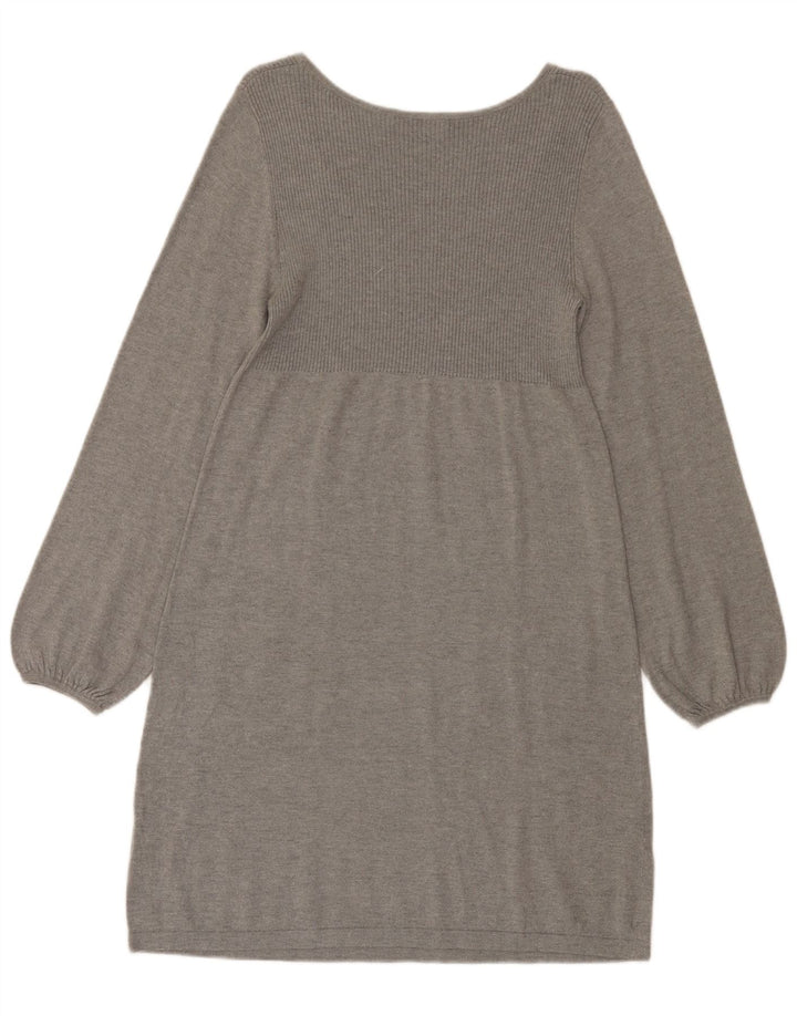 Oasis Dame Jumper Kjole UK 14 Stor Grå Bomuld