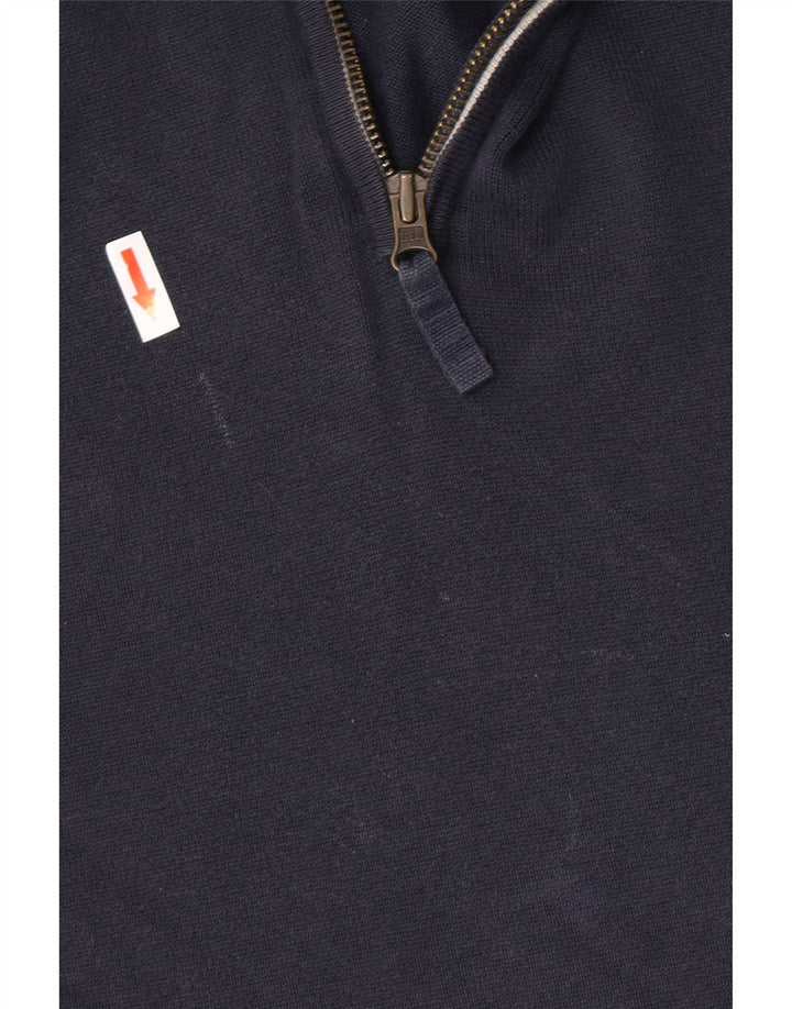 Timberland Herre Zip Neck Jumper Sweater Large Navy Blue Bomuld