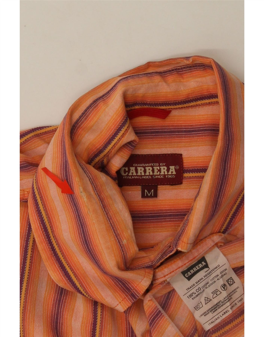 CARRERA herreskjorte medium orange stribet bomuld