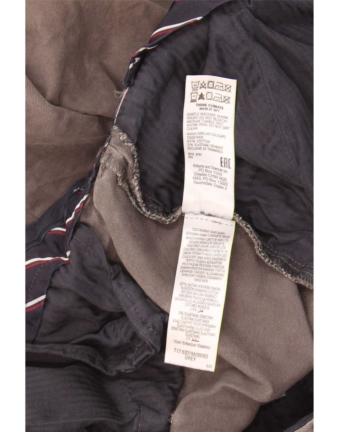 Marks & Spencer Herre Blue Harbor Lige Chinobukser W40 L29 Grå