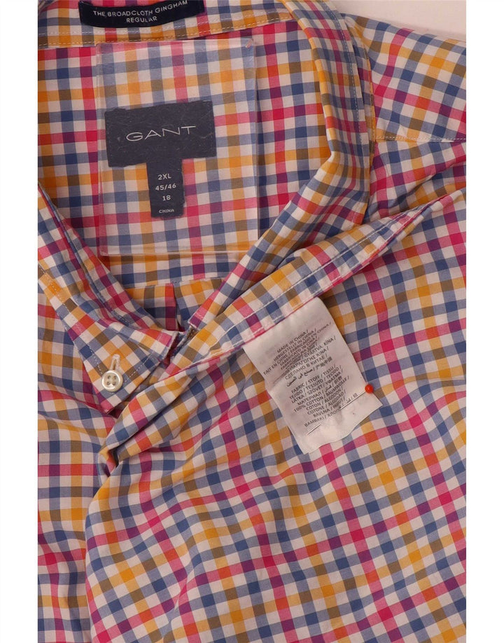 Gant Herre Regular Fit Skjorte Størrelse 45/46 18 2XL Flerfarvet Gingham Bomuld