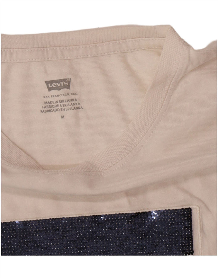 Levi's Grafisk T-shirt top til kvinder UK 14 Medium White