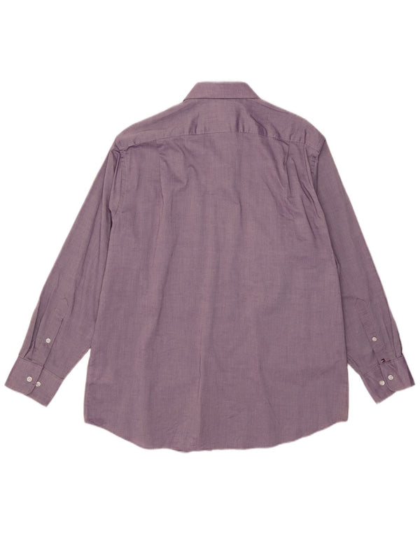 Tommy Hilfiger Herre Regular Fit Skjorte Størrelse 16 1/2 Large Lilla Bomuld
