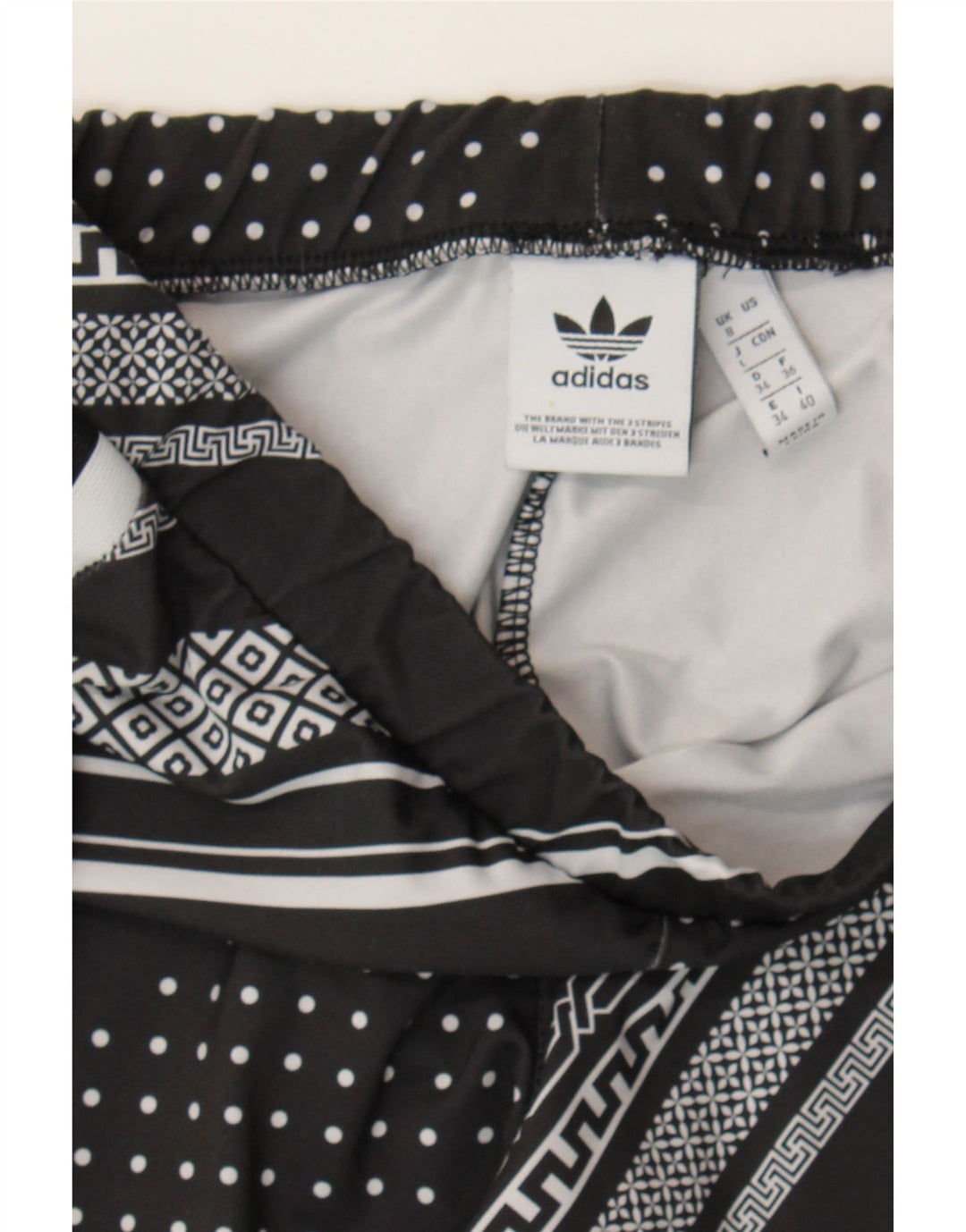 ADIDAS Womens Leggings UK 8 Small Black Striped Polyester Vintage Adidas and Second-Hand Adidas from Messina Hembry 